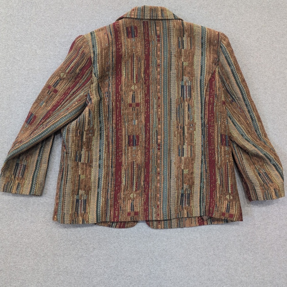 BonWorth Women's Geometric Print Zipper Front Jacket Blazer Size Large Petite - Picture 1 of 3